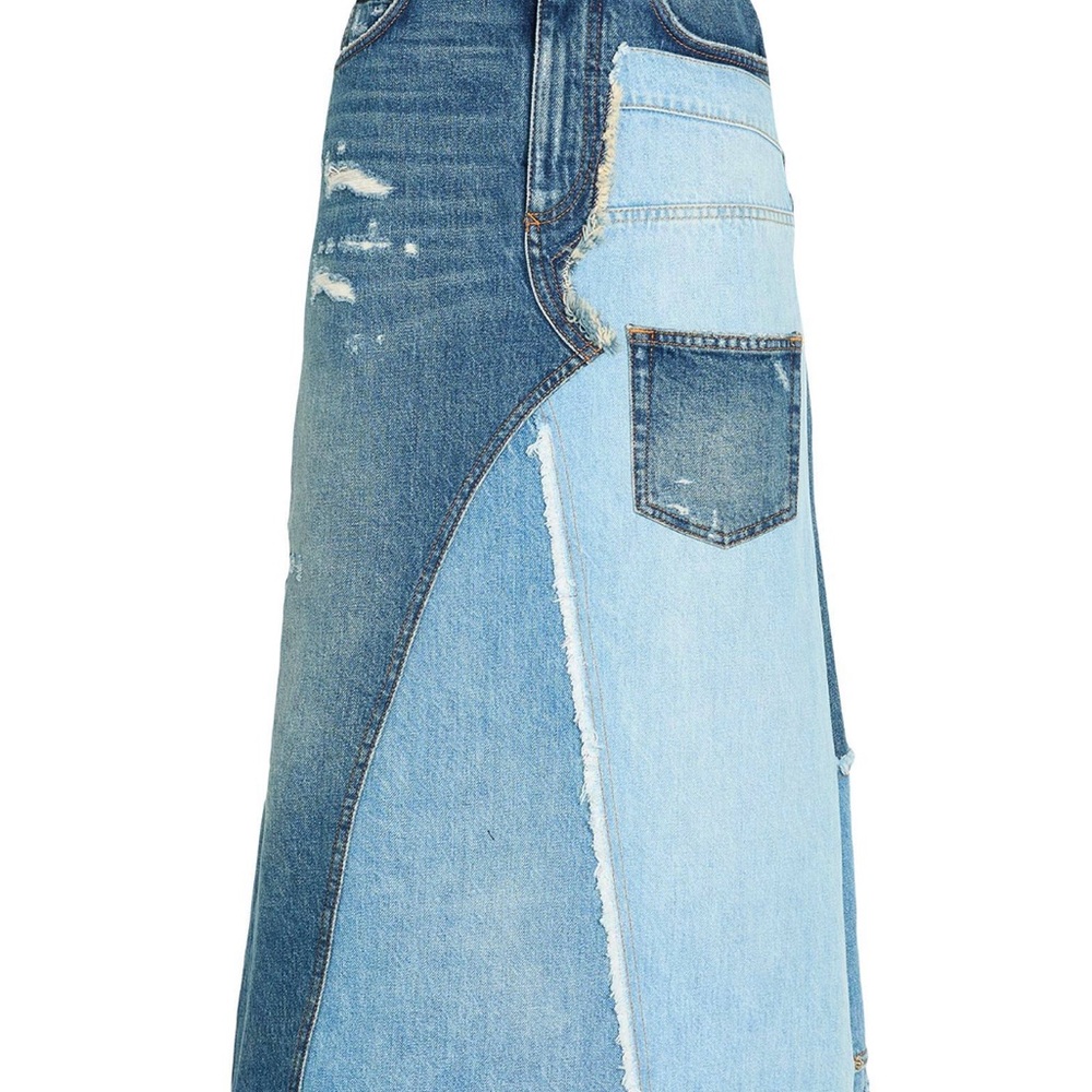 Dolce & Gabbana Two-Tone Light and Dark Blue Patchwork Denim Maxi Skirt